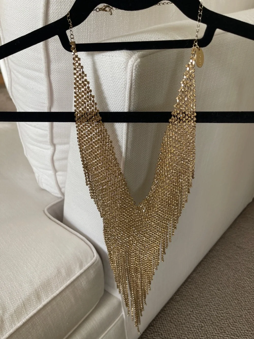 NATASHA Fringe Gold Cascading Rhinestone necklace - Picture 2 of 5